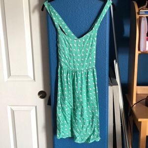 Juniors Green Dress w/ Chicken Print